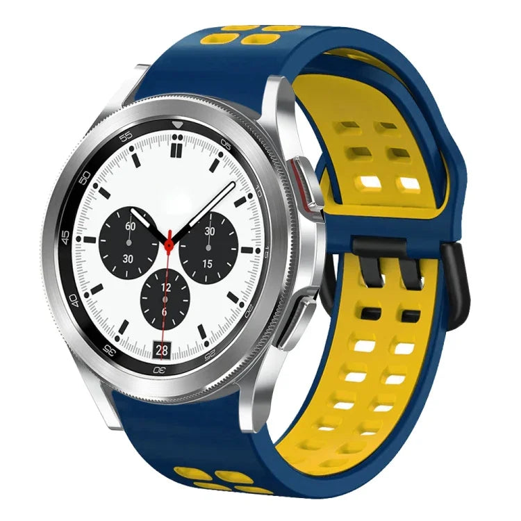 سوار ساعة سيليكون قابل للتنفس بلونين مقاس 20مم، لساعات Samsung Galaxy Watch 4 Classic مقاس 42مم، ولـ Galaxy Watch Active 2
