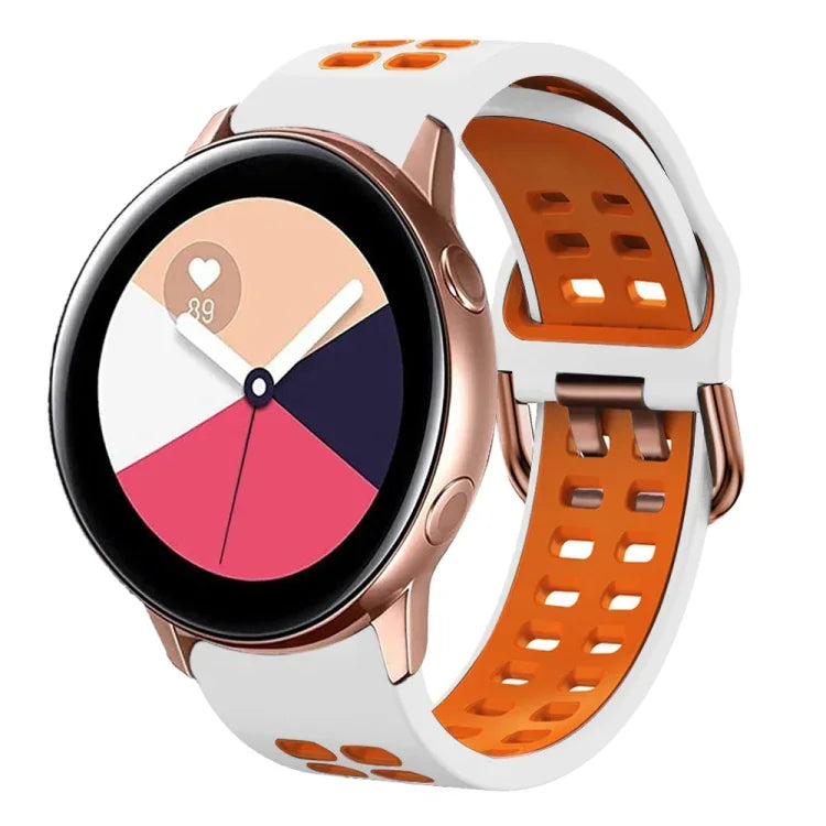 سوار ساعة سيليكون قابل للتنفس بلونين مقاس 20مم، لساعات Samsung Galaxy Watch 4 Classic مقاس 42مم، ولـ Galaxy Watch Active 2
