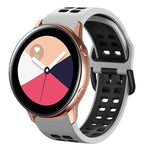سوار ساعة سيليكون قابل للتنفس بلونين مقاس 20مم، لساعات Samsung Galaxy Watch 4 Classic مقاس 42مم، ولـ Galaxy Watch Active 2