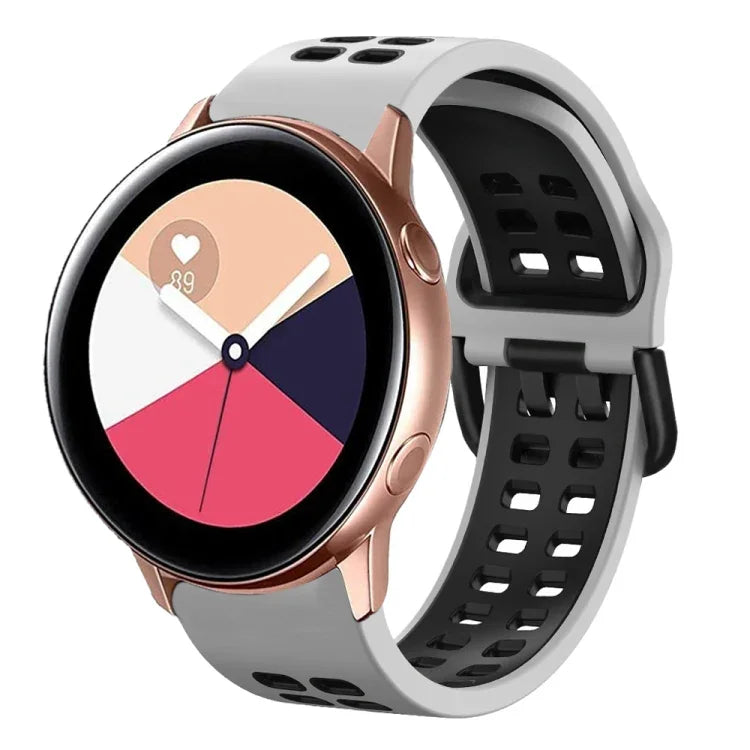 سوار ساعة سيليكون قابل للتنفس بلونين مقاس 20مم، لساعات Samsung Galaxy Watch 4 Classic مقاس 42مم، ولـ Galaxy Watch Active 2