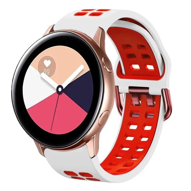 سوار ساعة سيليكون قابل للتنفس بلونين مقاس 20مم، لساعات Samsung Galaxy Watch 4 Classic مقاس 42مم، ولـ Galaxy Watch Active 2