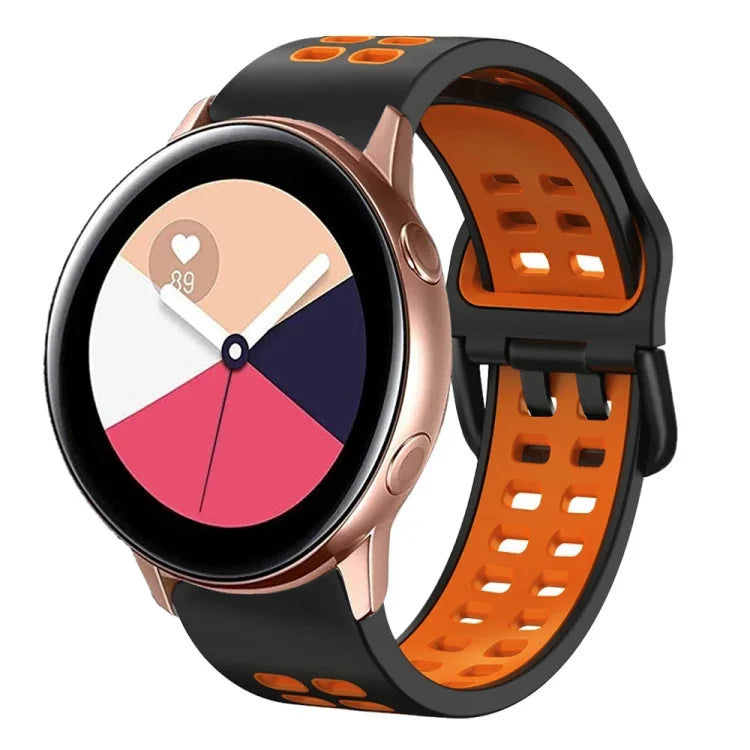 سوار ساعة سيليكون قابل للتنفس بلونين مقاس 20مم، لساعات Samsung Galaxy Watch 4 Classic مقاس 42مم، ولـ Galaxy Watch Active 2
