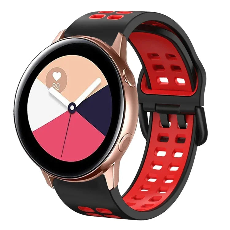 سوار ساعة سيليكون قابل للتنفس بلونين مقاس 20مم، لساعات Samsung Galaxy Watch 4 Classic مقاس 42مم، ولـ Galaxy Watch Active 2