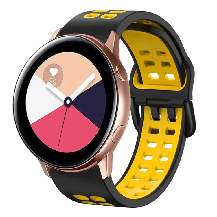 سوار ساعة سيليكون قابل للتنفس بلونين مقاس 20مم، لساعات Samsung Galaxy Watch 4 Classic مقاس 42مم، ولـ Galaxy Watch Active 2