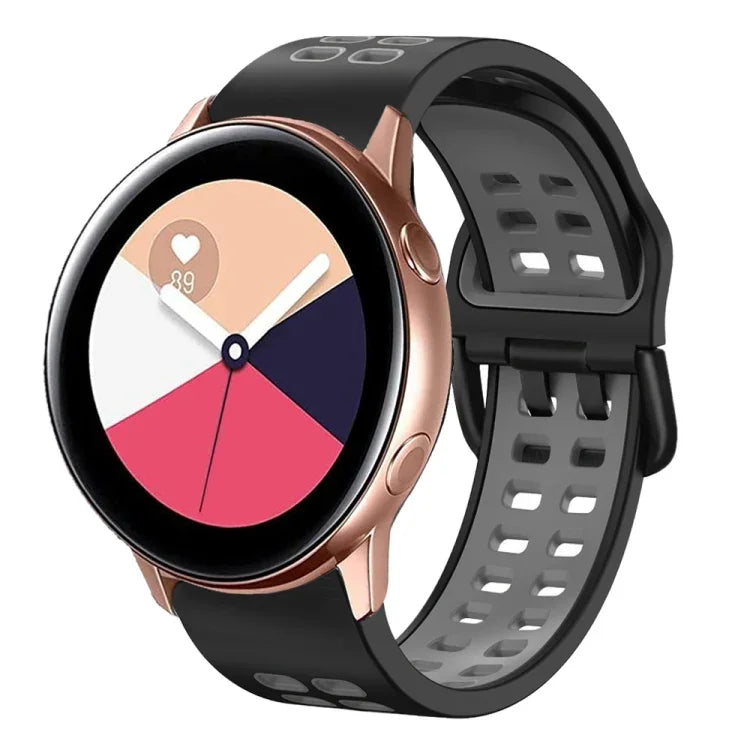 سوار ساعة سيليكون قابل للتنفس بلونين مقاس 20مم، لساعات Samsung Galaxy Watch 4 Classic مقاس 42مم، ولـ Galaxy Watch Active 2