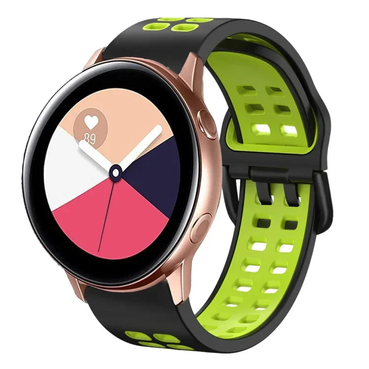 سوار ساعة سيليكون قابل للتنفس بلونين مقاس 20مم، لساعات Samsung Galaxy Watch 4 Classic مقاس 42مم، ولـ Galaxy Watch Active 2