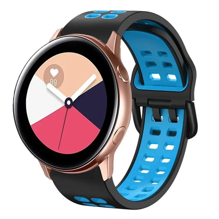 سوار ساعة سيليكون قابل للتنفس بلونين مقاس 20مم، لساعات Samsung Galaxy Watch 4 Classic مقاس 42مم، ولـ Galaxy Watch Active 2