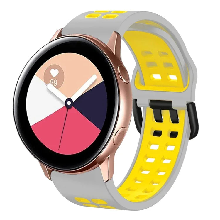 سوار ساعة سيليكون قابل للتنفس بلونين مقاس 20مم، لساعات Samsung Galaxy Watch 4 Classic مقاس 42مم، ولـ Galaxy Watch Active 2
