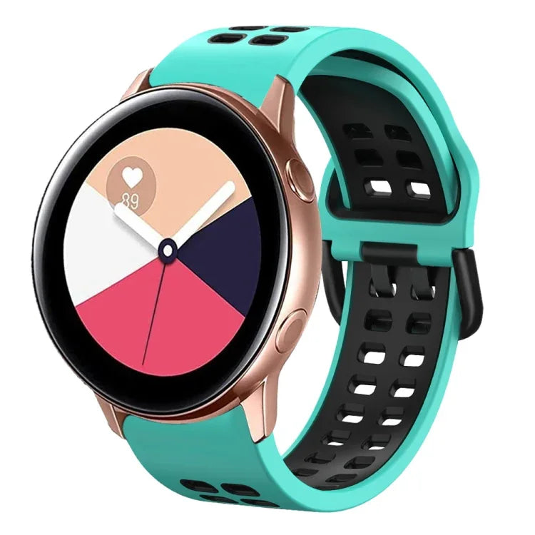 سوار ساعة سيليكون قابل للتنفس بلونين مقاس 20مم، لساعات Samsung Galaxy Watch 4 Classic مقاس 42مم، ولـ Galaxy Watch Active 2