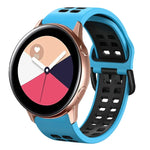 سوار ساعة سيليكون قابل للتنفس بلونين مقاس 20مم، لساعات Samsung Galaxy Watch 4 Classic مقاس 42مم، ولـ Galaxy Watch Active 2
