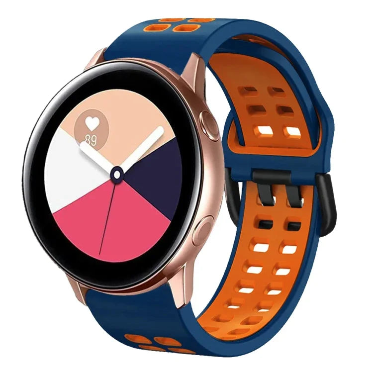 سوار ساعة سيليكون قابل للتنفس بلونين مقاس 20مم، لساعات Samsung Galaxy Watch 4 Classic مقاس 42مم، ولـ Galaxy Watch Active 2