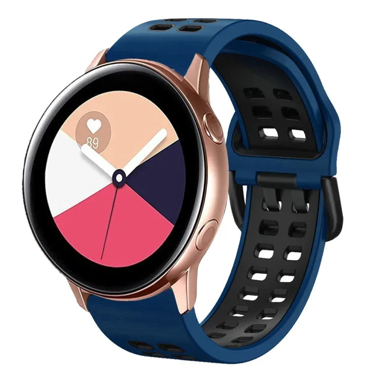 سوار ساعة سيليكون قابل للتنفس بلونين مقاس 20مم، لساعات Samsung Galaxy Watch 4 Classic مقاس 42مم، ولـ Galaxy Watch Active 2