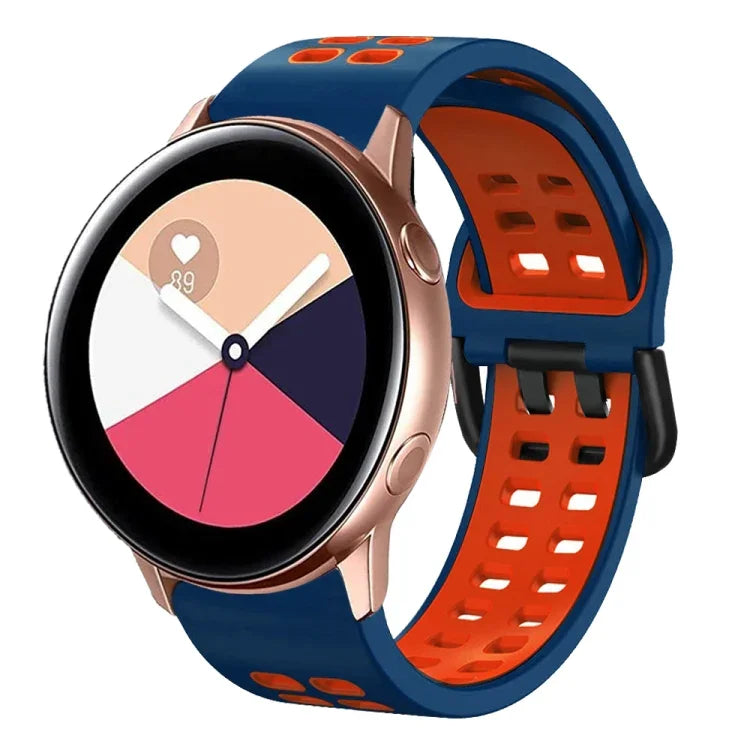 سوار ساعة سيليكون قابل للتنفس بلونين مقاس 20مم، لساعات Samsung Galaxy Watch 4 Classic مقاس 42مم، ولـ Galaxy Watch Active 2