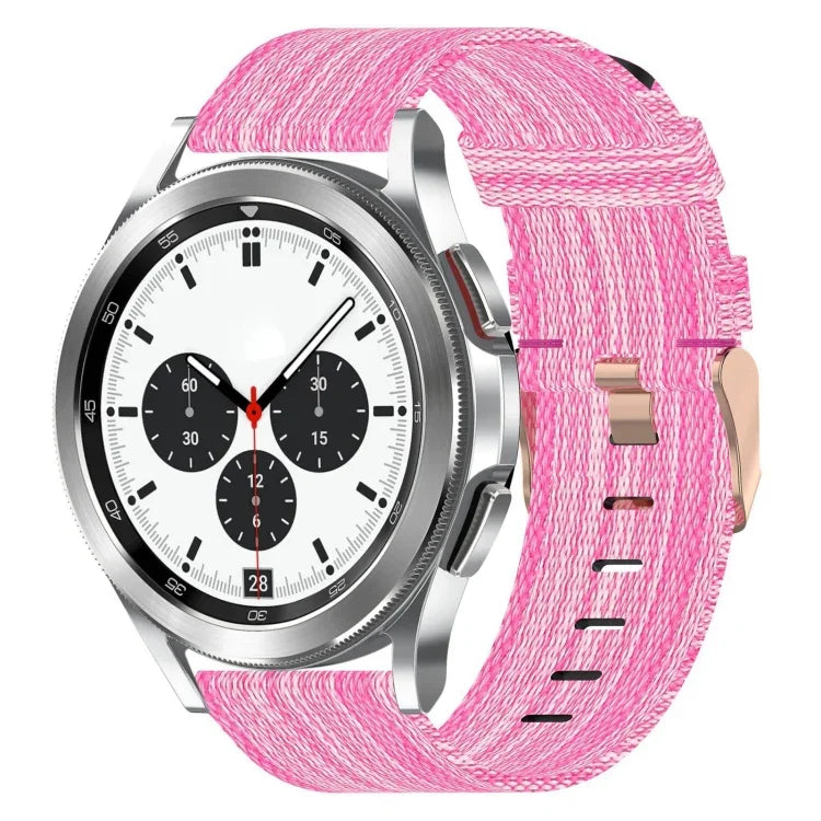حزام ساعة من النايلون المنسوج بعرض 20 مم، لساعات Samsung Galaxy Watch4 Classic بحجم 42 مم، ولـ Samsung Galaxy Watch Active 2