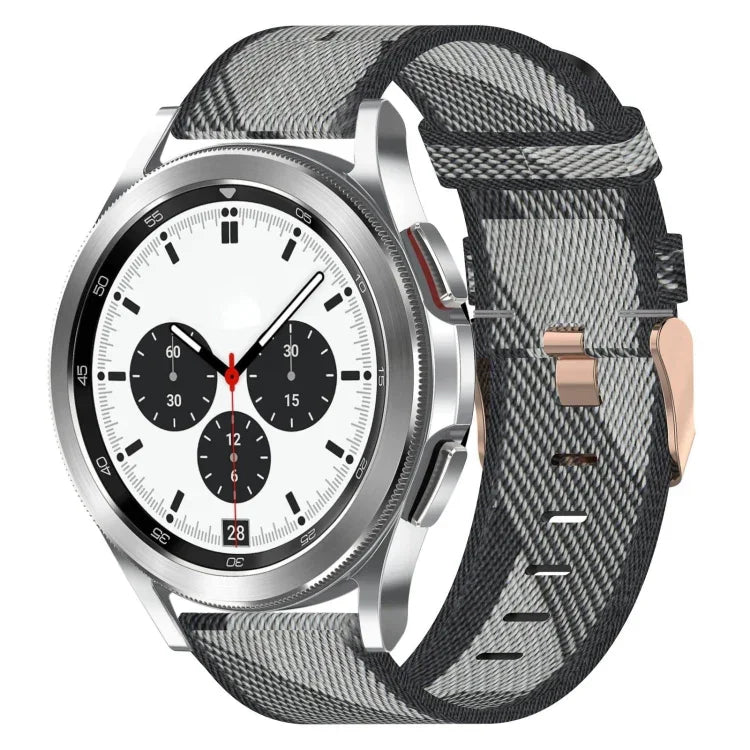 حزام ساعة من النايلون المنسوج بعرض 20 مم، لساعات Samsung Galaxy Watch4 Classic بحجم 42 مم، ولـ Samsung Galaxy Watch Active 2