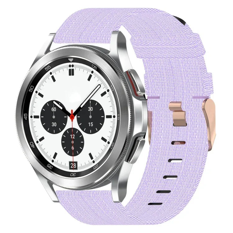 حزام ساعة من النايلون المنسوج بعرض 20 مم، لساعات Samsung Galaxy Watch4 Classic بحجم 42 مم، ولـ Samsung Galaxy Watch Active 2