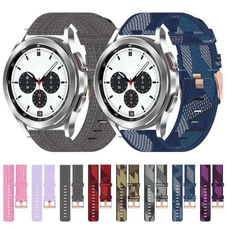 حزام ساعة من النايلون المنسوج بعرض 20 مم، لساعات Samsung Galaxy Watch4 Classic بحجم 42 مم، ولـ Samsung Galaxy Watch Active 2