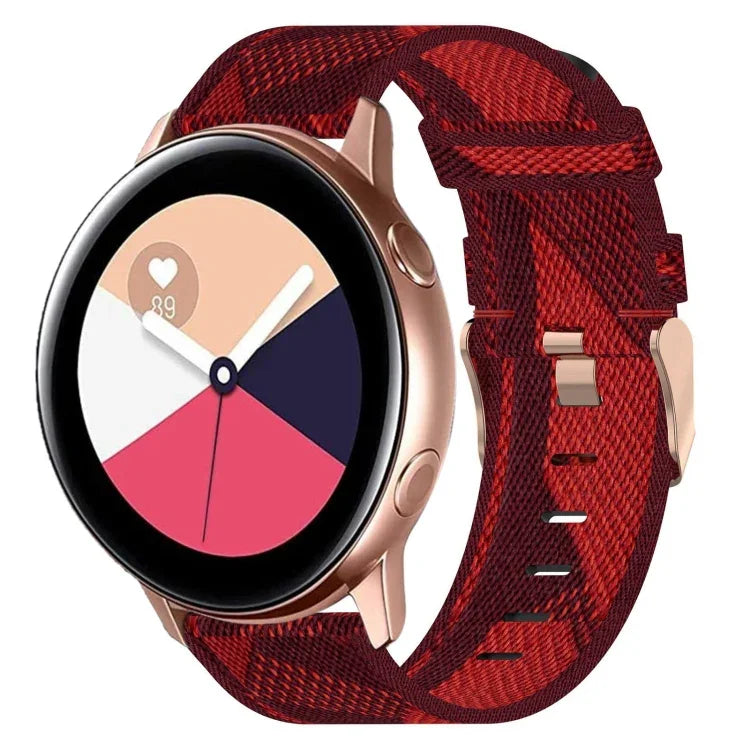 حزام ساعة من النايلون المنسوج بعرض 20 مم، لساعات Samsung Galaxy Watch4 Classic بحجم 42 مم، ولـ Samsung Galaxy Watch Active 2