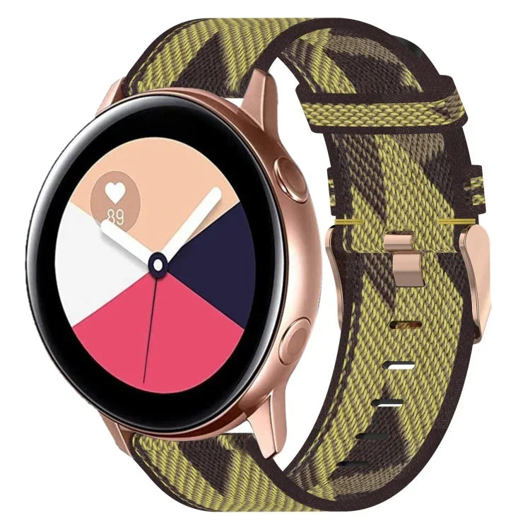 حزام ساعة من النايلون المنسوج بعرض 20 مم، لساعات Samsung Galaxy Watch4 Classic بحجم 42 مم، ولـ Samsung Galaxy Watch Active 2