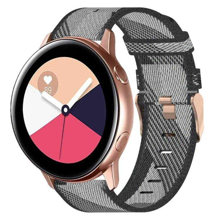 حزام ساعة من النايلون المنسوج بعرض 20 مم، لساعات Samsung Galaxy Watch4 Classic بحجم 42 مم، ولـ Samsung Galaxy Watch Active 2