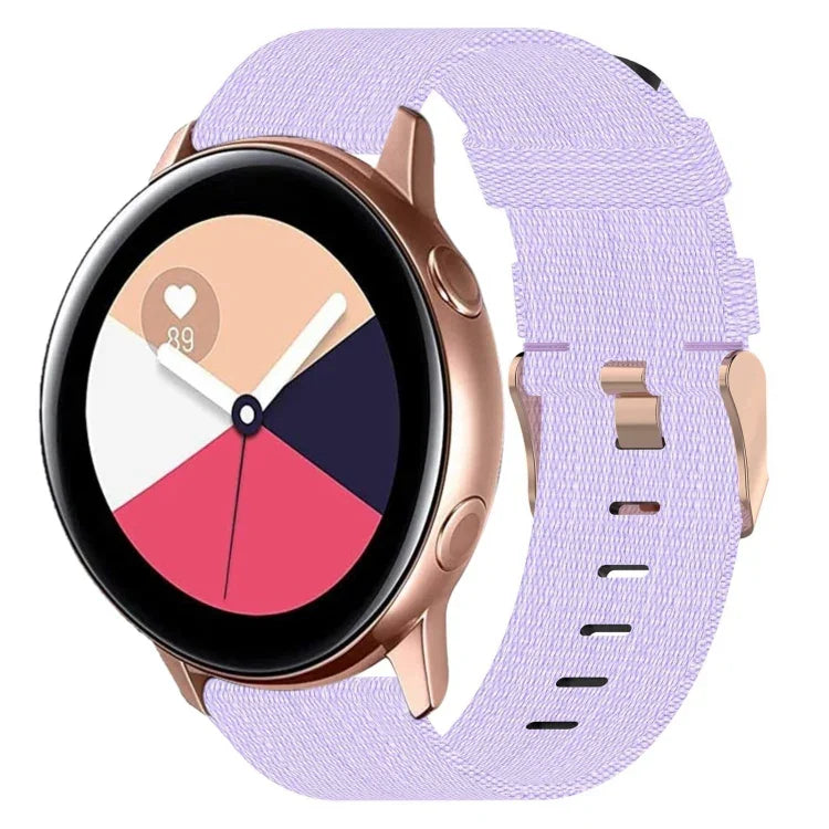 حزام ساعة من النايلون المنسوج بعرض 20 مم، لساعات Samsung Galaxy Watch4 Classic بحجم 42 مم، ولـ Samsung Galaxy Watch Active 2