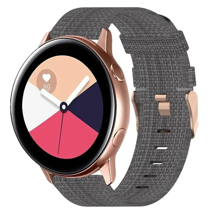 حزام ساعة من النايلون المنسوج بعرض 20 مم، لساعات Samsung Galaxy Watch4 Classic بحجم 42 مم، ولـ Samsung Galaxy Watch Active 2