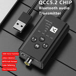مرسل صوت بلوتوث T9 5.2 منخفض الكمون يدعم الألياف البصرية والمحوري APTX كامل السلسلة، مع كابل USB، بدون كابل
