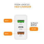 45W PD3.0 + 2 x QC3.0 USB Multi Port Quick Charger, US Plug, US Plug