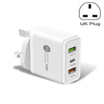 شاحن سريع متعدد المنافذ USB بقوة 45 واط PD3.0 + 2 × QC3.0، قابس المملكة المتحدة، قابس المملكة المتحدة