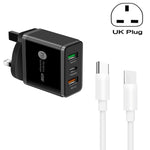 شاحن متعدد المنافذ USB بقدرة 45W PD3.0 + 2 × QC3.0 مع كابل Type-C إلى Type-C، قابس UK، قابس UK + كابل Type-C إلى Type-C