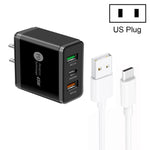 شاحن متعدد المنافذ USB بقدرة 45W PD25W + 2 × QC3.0 مع كابل USB إلى Type-C، قابس US، قابس US + كابل USB إلى Type-C