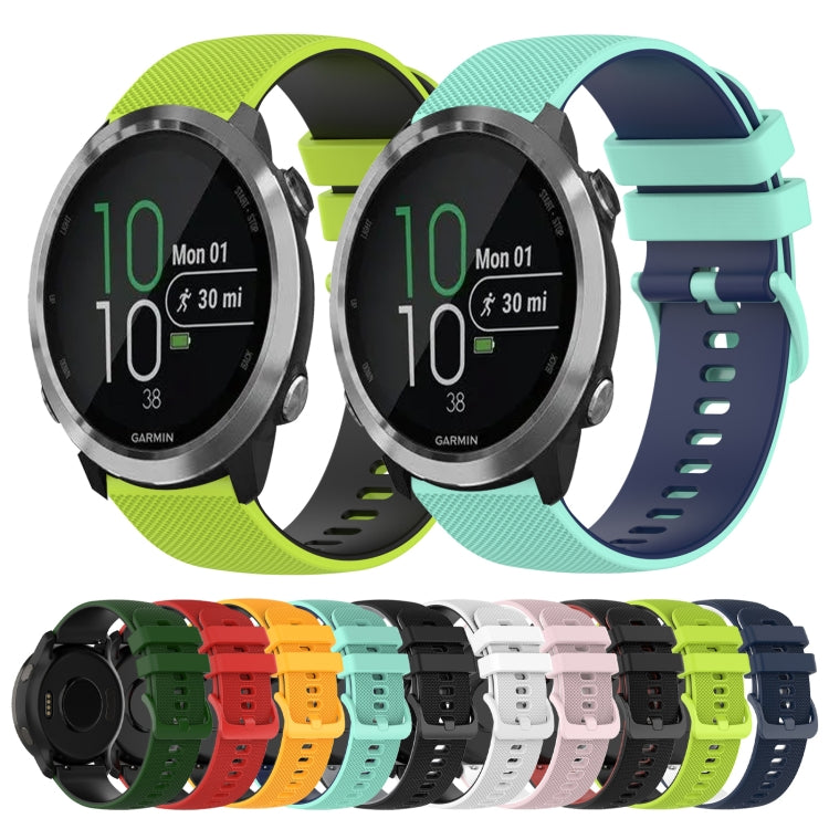 20mm Checkered Two-Color Silicone Watch Band, For Garmin Forerunner 645 Music