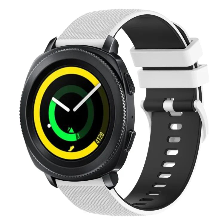 سوار ساعة سيليكون ثنائي اللون بنمط مربعات 20مم، لساعات Samsung Gear Sport، لساعات Samsung Gear S2 Classic