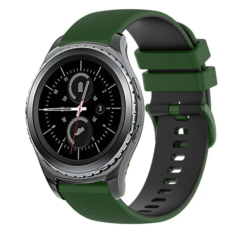20mm Checkered Two-Color Silicone Watch Band, For Samsung Gear Sport, For Samsung Gear S2 Classic