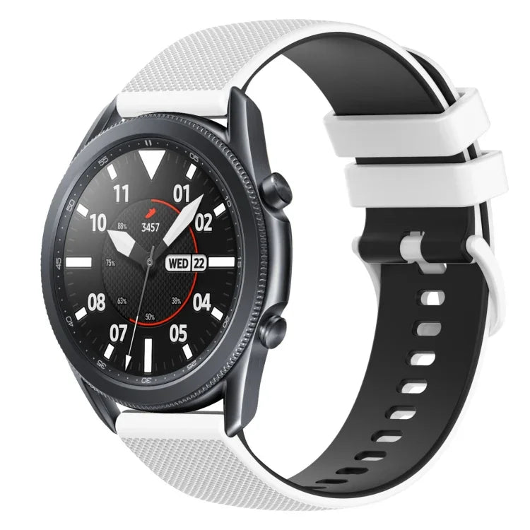 سوار ساعة سيليكون ثنائي اللون بنمط مربعات 22مم، لساعات Samsung Galaxy Watch3 مقاس 45مم، لساعات Samsung Galaxy Watch مقاس 46مم، لساعات Samsung Gear S3 Classic، لساعات Samsung Gear S3 Frontier