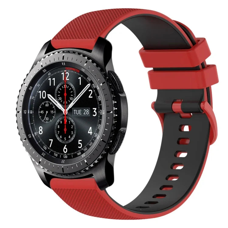 22mm Checkered Two-Color Silicone Watch Band, For Samsung Galaxy Watch3 45mm, For Samsung Galaxy Watch 46mm, For Samsung Gear S3 Classic, For Samsung Gear S3 Frontier