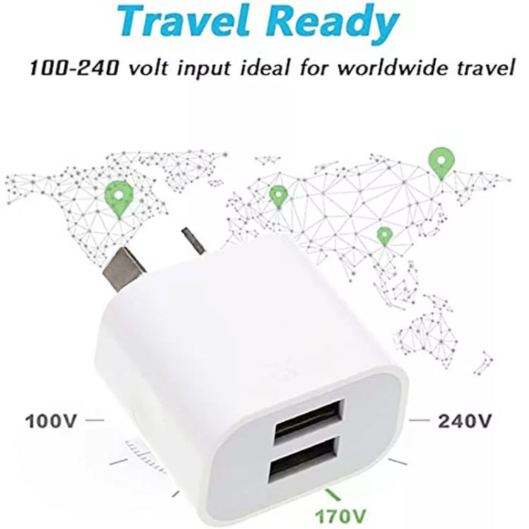شاحن USB صغير بمنافذ مزدوجة مع كابل بيانات USB إلى Micro USB، قابس أستراليا، قابس أستراليا + كابل Micro USB