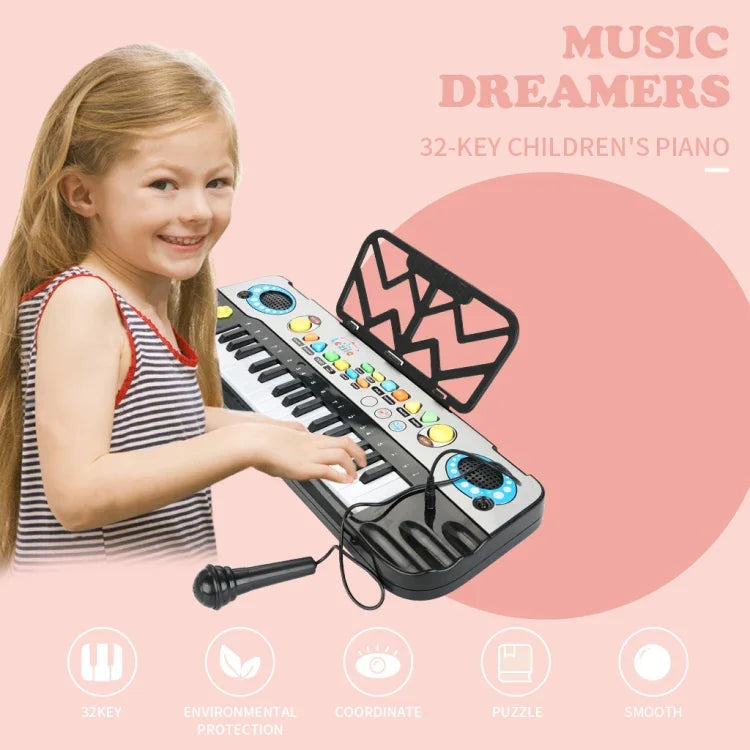 MoFun 3202 لوحة مفاتيح إلكترونية بـ 32 مفتاح بيانو للأطفال، 3202