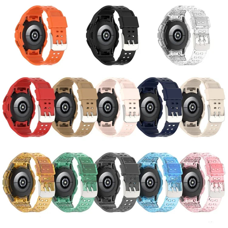 سوار ساعة ذكي من TPU متكامل مع مشبك مزدوج الدبوس، لـ Samsung Galaxy Watch4 مقاس 40مم، لـ Samsung Galaxy Watch4 Classic مقاس 46مم