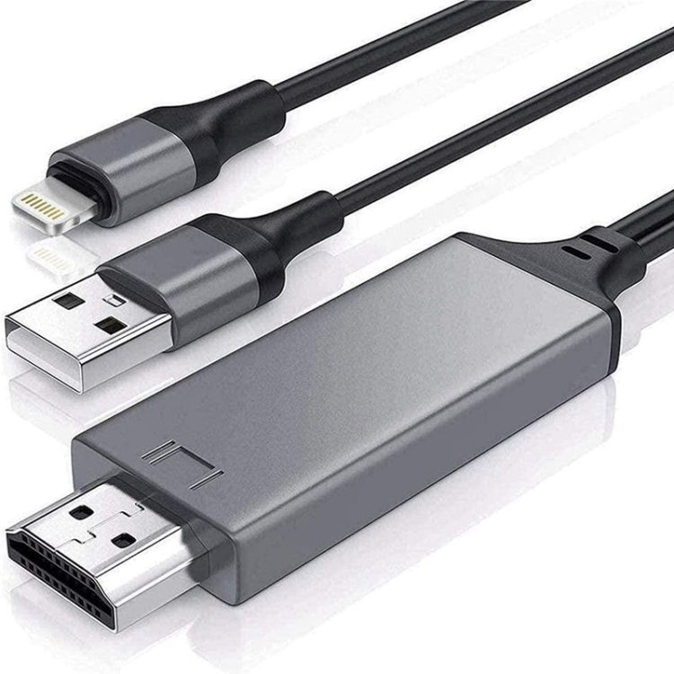 كابل محول 2 متر 1080P من 8 دبابيس إلى HDMI، متوافق مع محول iPhone إلى HDMI، 8 دبابيس