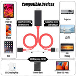 كابل محول HDMI بدقة 1080P من USB إلى HDTV، دونجل USB ذكر + USB أنثى إلى HDMI ذكر، كابل عكس شاشة بدقة 1080P HDTV للهاتف/اللوحي والمزيد للمشاركة والبث