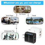 شاحن USB مزدوج المنفذ 36W QC3.0 مع كابل بيانات USB إلى Type-C بقوة 3A، قابس US، قابس US + كابل USB إلى Type-C