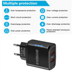 شاحن USB مزدوج المنفذ 36W QC3.0 مع كابل بيانات USB إلى Type-C بقوة 3A، قابس EU، قابس EU + كابل USB إلى Type-C