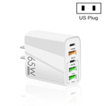 شاحن متعدد المنافذ USB بقوة 65 واط مع منفذين PD Type-C + 3 منافذ USB للهواتف والأجهزة اللوحية، قابس الولايات المتحدة، قابس الولايات المتحدة