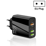 شاحن متعدد المنافذ USB بقوة 65 واط مع منفذين PD Type-C + 3 منافذ USB للهواتف والأجهزة اللوحية، قابس الاتحاد الأوروبي، قابس الاتحاد الأوروبي