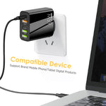 شاحن متعدد المنافذ USB بقوة 65 واط مع منفذين PD Type-C + 3 منافذ USB للهواتف والأجهزة اللوحية، قابس المملكة المتحدة، قابس المملكة المتحدة