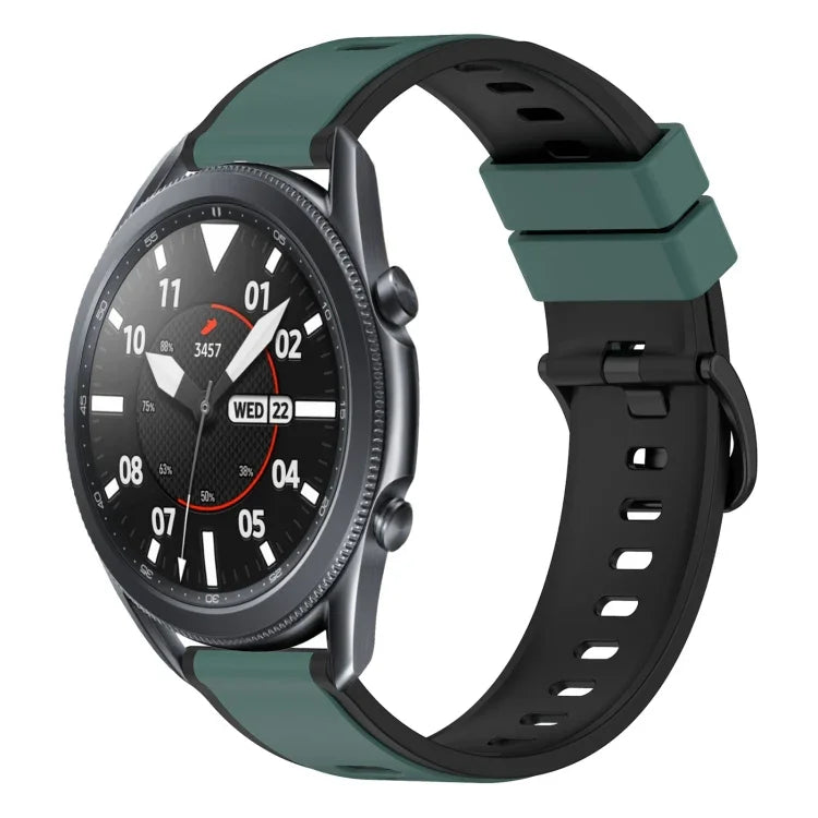 سوار ساعة سيليكون ثنائي اللون مقاس 22مم، لساعات Samsung Galaxy Watch3 مقاس 45مم، لساعات Samsung Galaxy Watch مقاس 46مم، لساعات Samsung Gear S3 Classic، لساعات Samsung Gear S3 Frontier