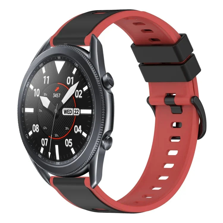 سوار ساعة سيليكون ثنائي اللون مقاس 22مم، لساعات Samsung Galaxy Watch3 مقاس 45مم، لساعات Samsung Galaxy Watch مقاس 46مم، لساعات Samsung Gear S3 Classic، لساعات Samsung Gear S3 Frontier