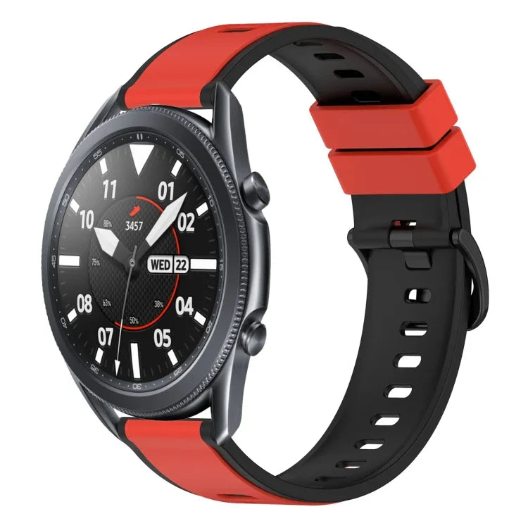 سوار ساعة سيليكون ثنائي اللون مقاس 22مم، لساعات Samsung Galaxy Watch3 مقاس 45مم، لساعات Samsung Galaxy Watch مقاس 46مم، لساعات Samsung Gear S3 Classic، لساعات Samsung Gear S3 Frontier