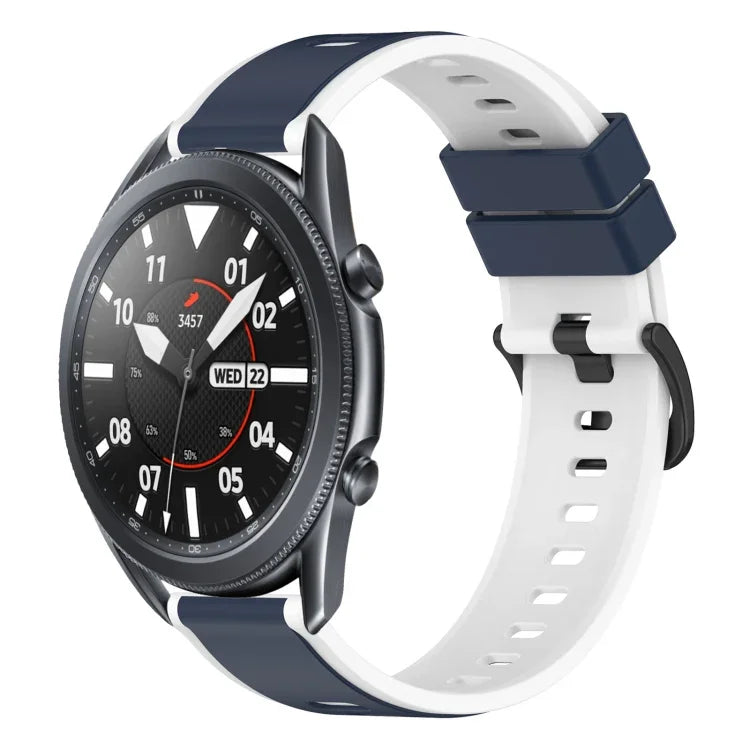 سوار ساعة سيليكون ثنائي اللون مقاس 22مم، لساعات Samsung Galaxy Watch3 مقاس 45مم، لساعات Samsung Galaxy Watch مقاس 46مم، لساعات Samsung Gear S3 Classic، لساعات Samsung Gear S3 Frontier